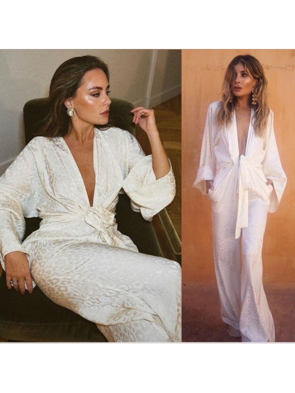 Rat & Boa Bianco Jacquard Wide Leg Jumpsuit Cream Medium NWT